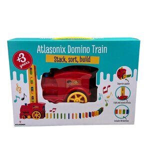 Atlasonix Domino Train Set Lights Sound Music Makes Track 40 Dominoes INCOMPLETE
